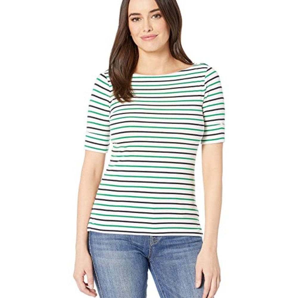 3/15 LAUREN RALPH LAUREN Cotton Boat Neck Top, Medium, NWT!